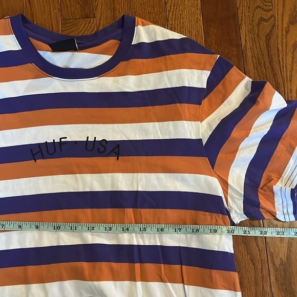 HUF | Knit USA Orange, Purple, White Stripe Mens T-Shirt Cotton Size XL - Picture 8 of 9